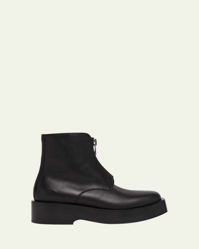 Torino Leather Front-Zip Ankle Boots